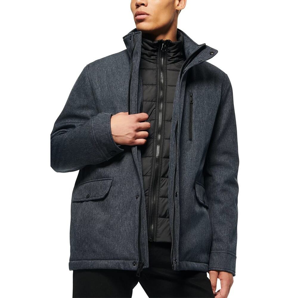 Marc New York Mens Mullins Jacket Sz Small Navy Melange Water Resistant Tech NWT